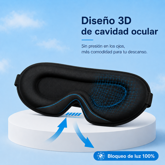 Antifaz de Descanso Ergonómico 3D con Tapones Integrados | VisConfort™