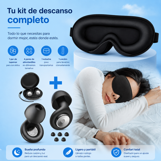 Antifaz de Descanso Ergonómico 3D con Tapones Integrados | VisConfort™