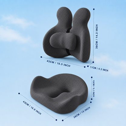 VisConfort™ – Pack Ergonómico Lumbar y Cojín Asiento
