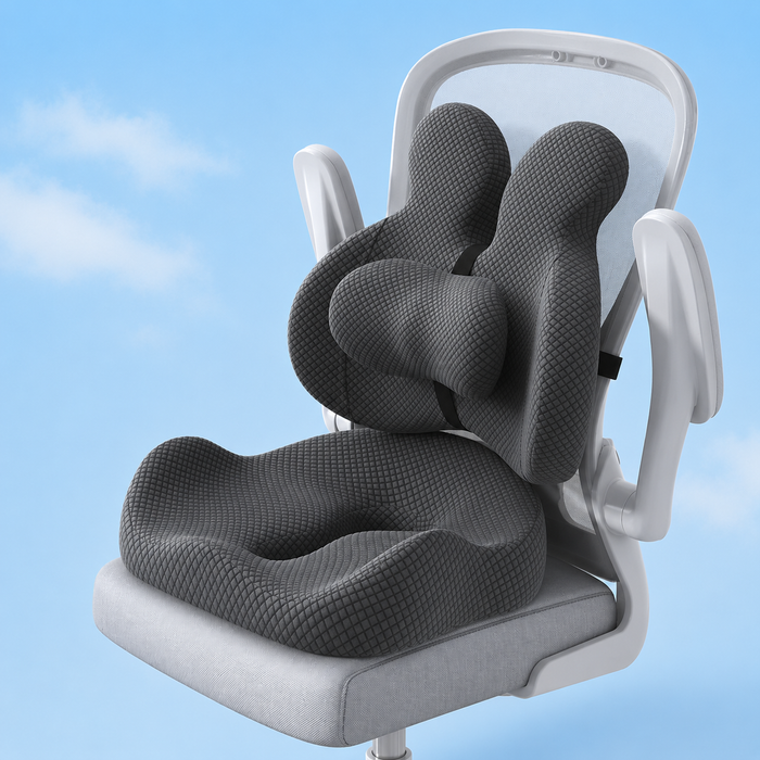 VisConfort™ – Pack Ergonómico Lumbar y Cojín Asiento